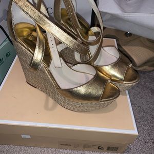 Michael Kors women gold platform sandals